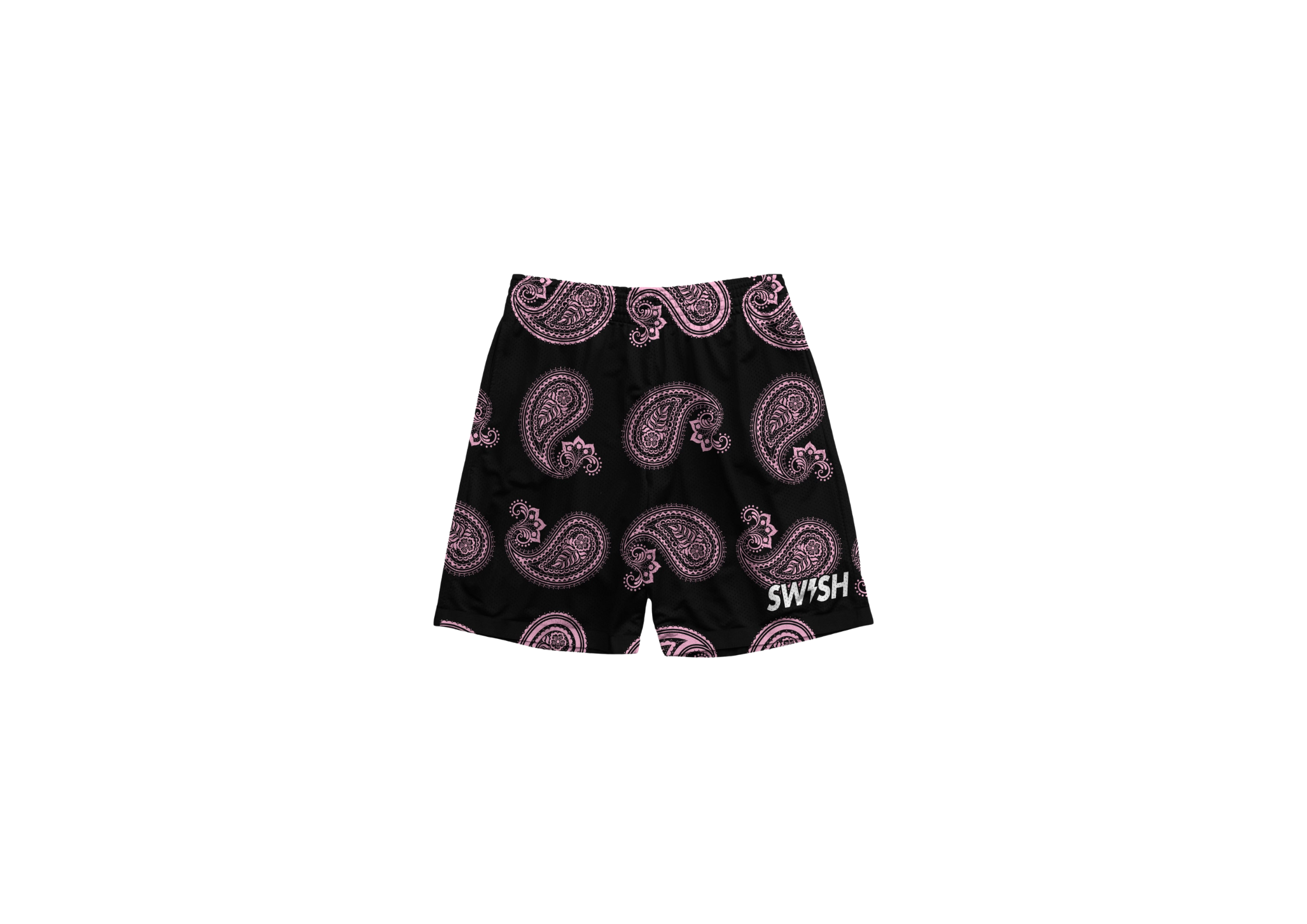 Black Pink Paisley Mesh Short